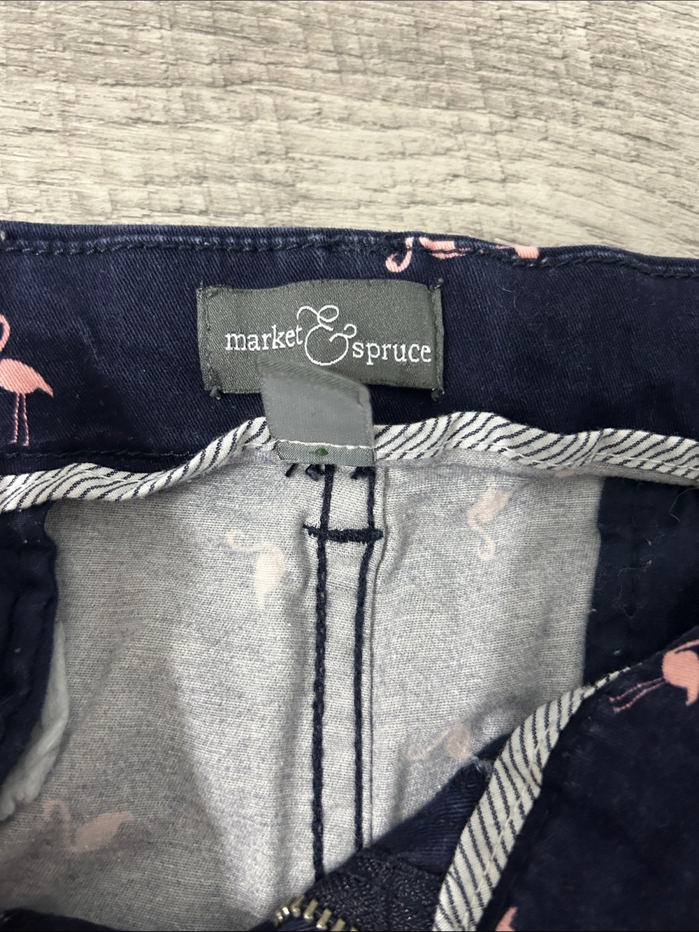 Market & Spruce Navy Shorts with Pink Flamingo Embroidery - Picture 2 of 3